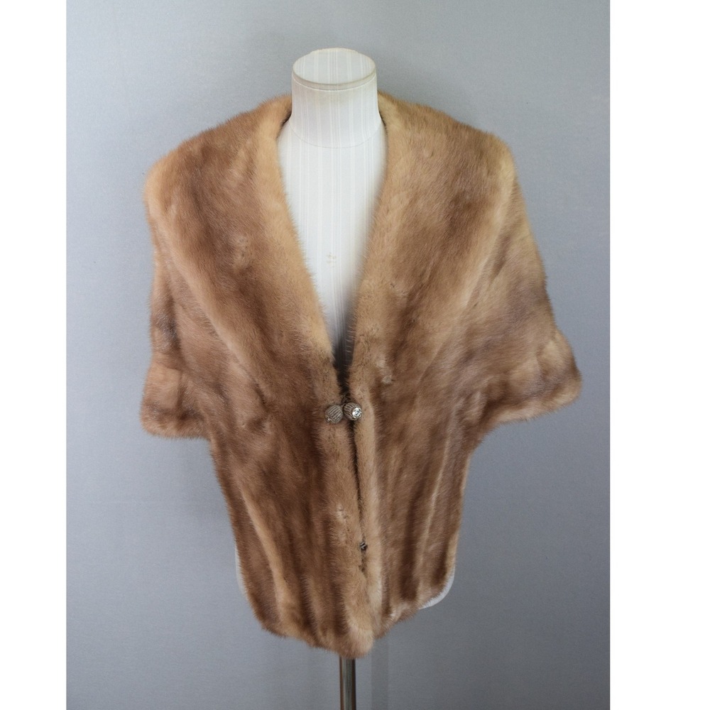 Labich Brothers Furriers Mink Stole OS Brown Vintage Shawl Wrap Womens Old Money